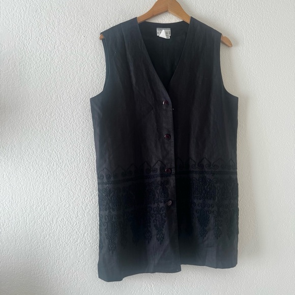 Kenar Dresses & Skirts - Kenar Vintage Linen Sleeveless Tunic vest Dress with Embroidered 100% linen